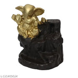 Handcrafted poly resin Ganesh idol with 10 smoke cone backflow, ideal for creating a smokey waterfall effect in decor spaces, made in India