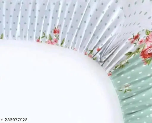 Pure Glace Cotton elastic bedsheet, floral print, superfine quality, ideal for adults in summer season, made in India