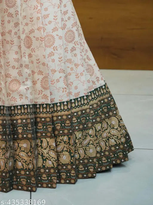 Litchi silk, zari-work South Indian style semi-stitched half saree for women, featuring a choli and dupatta, showcasing solid with woven stitch patterns