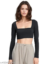 Modern lycra long-sleeve t-shirt for women, solid design in sizes S, M, L, XL from India