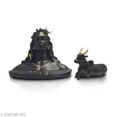 Resin Adiyogi sculpture with Nandi, perfect for home decor or car dashboard, India origin