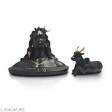 Resin Adiyogi sculpture with Nandi, perfect for home decor or car dashboard, India origin