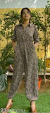 Acrylic long-sleeved TIGER JUMSHUIT, printed net pattern, imported Indian fashion apparel (S: Bust 36in, Length 60in, Waist 30in)