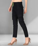 Stretchable premium denim cargo black jogger jeans for girls plus size, mid waist, denim surface, tie-ups net quantity 1. Indian manufacturer