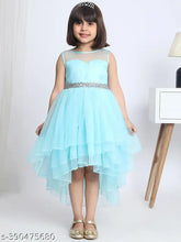 Sky blue embellished net dress for kids aged 2-3 years or 4-5 years, Indian handcrafted party wear