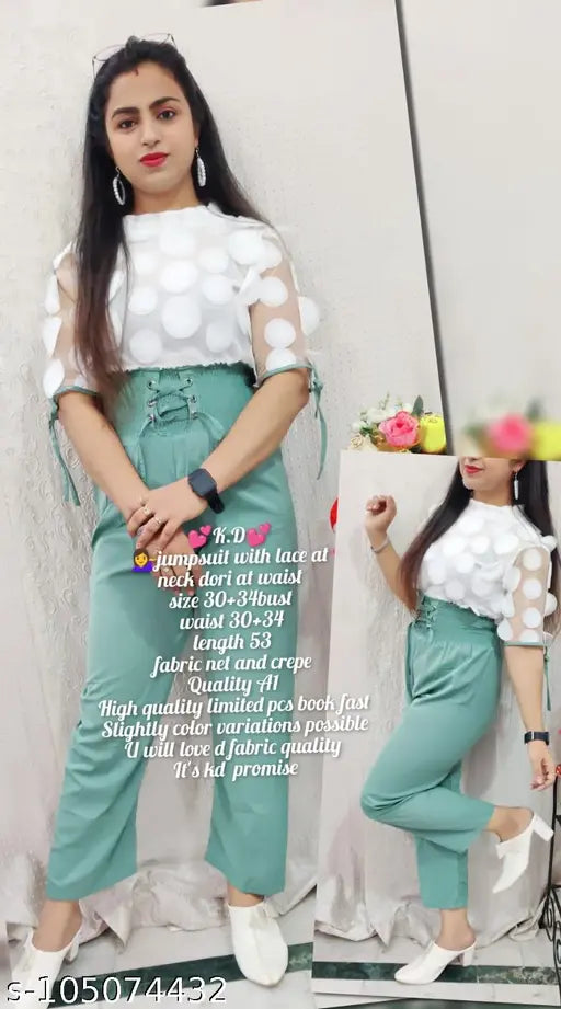 Crepe sleeve girl's solid jumpsuit, best quality product from India