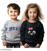 Kids girls cotton sweatshirt, printed net long sleeves, vibrant colors, cozy fleece lining for warmth