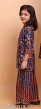 kids rayon kurti set with palazzo, 3/4 sleeves, Indian ethnic wear for girls aged 5-12