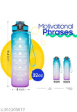 Multicolor, unbreakable water bottle with motivational quote, time marker, leakproof, BPA-free, durable for office & gym. Features buckle handle, humanized design, and silicone straw. Ideal for travel, hiking, fitness, and outdoor activities
