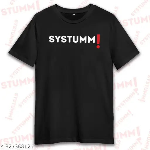 Black 100% cotton SYSTUM elvish yadav men's t-shirt, half sleeve, round neck, casual wear