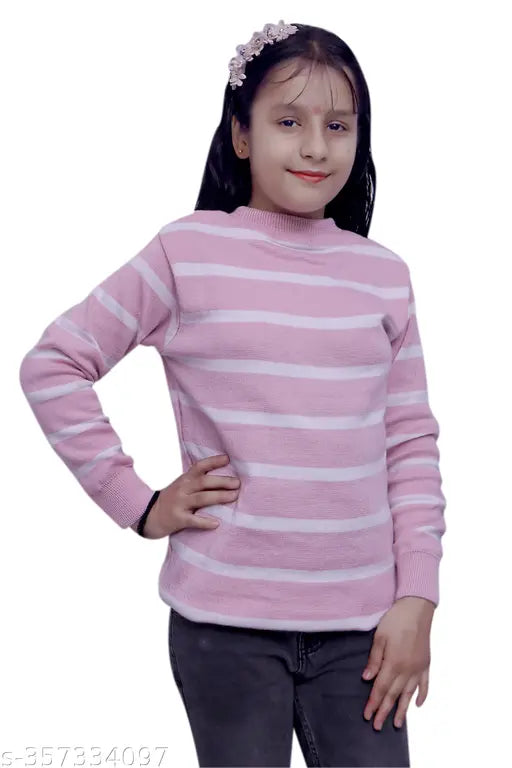 Kids winter wear striped woolen sweater/cardigan, 100% pure daffodil wool, 3-4 years