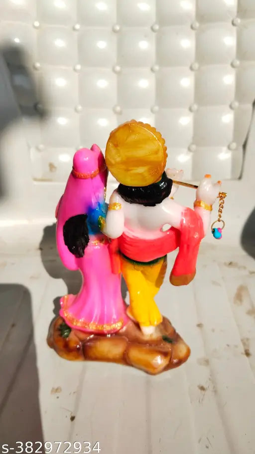 Marble Radha Krishna idol, Indian handcrafted, 10cm x 15cm x 0.5cm, brings spiritual harmony