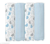Organic cotton muslin double head elephant blue stripe swaddles for newborns (set of 4), multipurpose use as blanket, burp cloth, play mat, and nursing cover