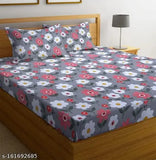 Attractive supersoft glace cotton grey floral double bed (72*78) with two matching pillow covers, ideal for summer use and adult sleepers. Premium quality Indian handloom bedsheet