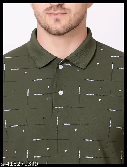 Blue cotton TRULY FAST polo t-shirt for men, cuffed sleeves, printed pattern, lightweight, casual wear