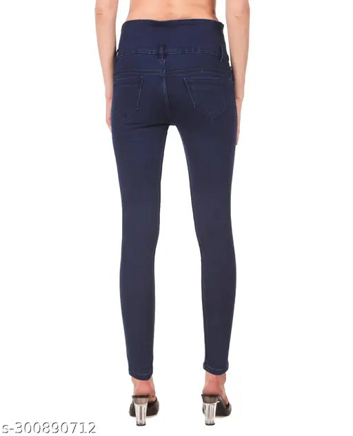 Dark wash, stretchable denim women's jeans (Slim Fit), size 28-36, solid print