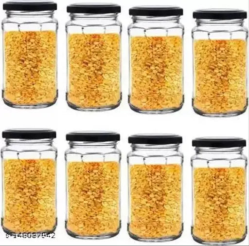 Glass round pickle jar (500ml capacity), microsafe, airtight red plastic cap, Indian-made