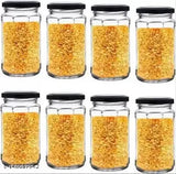 Glass round pickle jar (500ml capacity), microsafe, airtight red plastic cap, Indian-made