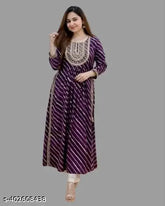 Rayon dyed/washed kurti with sequin work, three-quarter sleeve, Indian women's fashion