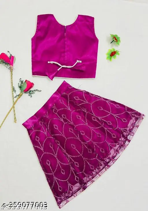 Super Net embroidered kids lehenga choli set, Indian designer work for festive weddings and parties