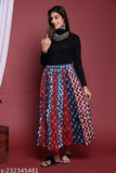 Multi-colored printed cotton skirt for daily use and parties, ethnic flared design with tie-up waistband