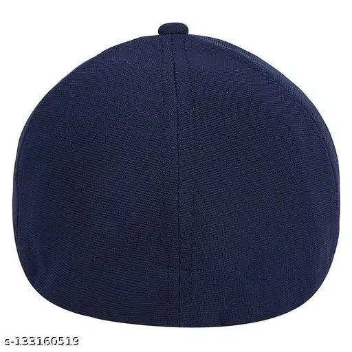 Dark blue cotton baseball cap, solid pattern, onesize, for sports or casual wear