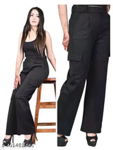 Brown cotton lycra solid pant for women, size 32 (waist 32in, length 37in), Indian-made