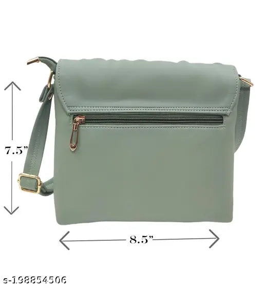 Magnifique Premium PU Sling Bag, solid net pattern, 2 compartments, free size (9in x 3in x 8in), white handbag for women, India-made