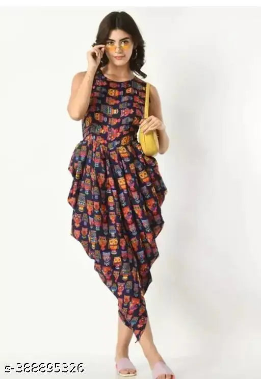 Indian crepe, colorblocked dhoti-style jumpsuit for women - trendy, comfortable daily wear