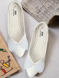 PU trendy flats for women - woven design, closed back, durable comfort