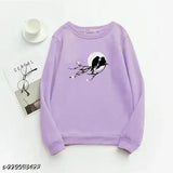Purple cotton-blend long sleeve printed t-shirt for women and girls, comfortable party wear suitable for all seasons