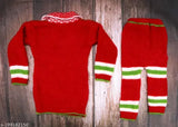 Eco-friendly, soft wool unisex sweater set for baby boys (1-2 years), embroidered net design, long sleeves, comfortable winter wear