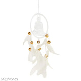 White Buddha dream catcher emblem wall hanging, handmade in India for positive vibes and car decor