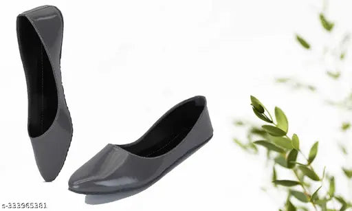 Grey patent leather ballerinas - lightweight, comfortable for women & girls, ideal for all-day wear & relaxation