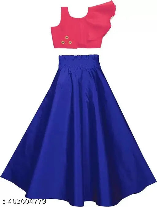 Indi Girls embellished yellow lehenga-choli set, sleeveless taffeta silk and cotton blend for western wear on display
