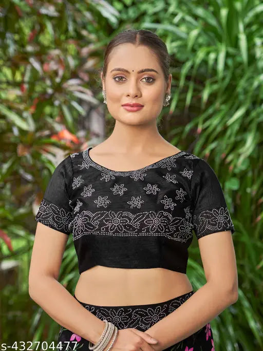 Multi-colored Georgette saree with diamond work, ideal for party wear fashion, India origin