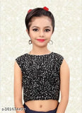 Striped embellished net saree for girls (ages 3-14), soft and lightweight Indian fabric