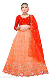 Embroidered dupion silk and net Lehenga Choli with semi-stitch and cut work, free size (44in waist, 43in length), embroidery work Lehenga Choli for women, Indian traditional fashionable clothing