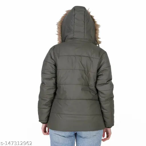 Nylon solid women parka jacket, long sleeves, perfect for winter wear - Oh Yes Full Sleeve from India