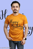 Happy Birthday print on short-sleeved polyester t-shirt, festive apparel from India