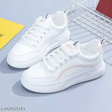 White mesh casual shoes by WOGDAN, lace-up with PVC sole, for girls' active lifestyle