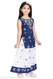 Indian chanderi cotton kurti set with skirt for summer party wear girls, aged 2-10