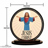 Indian-made, wooden Jesus Christ car dashboard idol with Holy Cross, high-quality matte finish, ideal for religious car decor