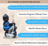 Indian PMR poly resin meditating Buddha figurine, backflow smoke-free incense holder, 7x7x12cm decor for living room or bedroom