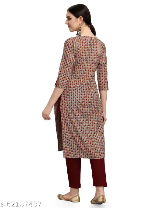 Multicolor cotton straight kurti, lightweight & comfortable, embroidered trendy design for casual wear