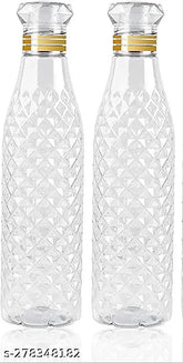 Transparent 1L plastic water bottles, ideal for fridge, home office, sports, or travel - 2 pack, 1000ml each