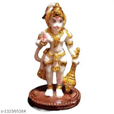 Polymarble gold foil Hanumanji idol (10cm), Indian religious decor showpiece for home pooja