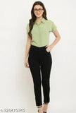 Light Green Crepe Fabric Regular Shirt, ideal for office party wear and casual events