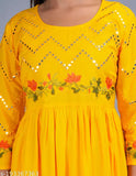 Embroidery work rayon gown, Pink, Blue, white, Red, Yellow, Indian-inspired fashion