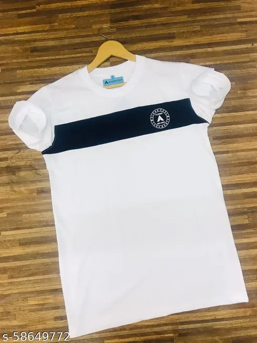 Men's solid cotton AIDAN PAUL short-sleeved t-shirt, available in sizes M (40in), L (42in), XL (44in), XXL (46in). Made in India